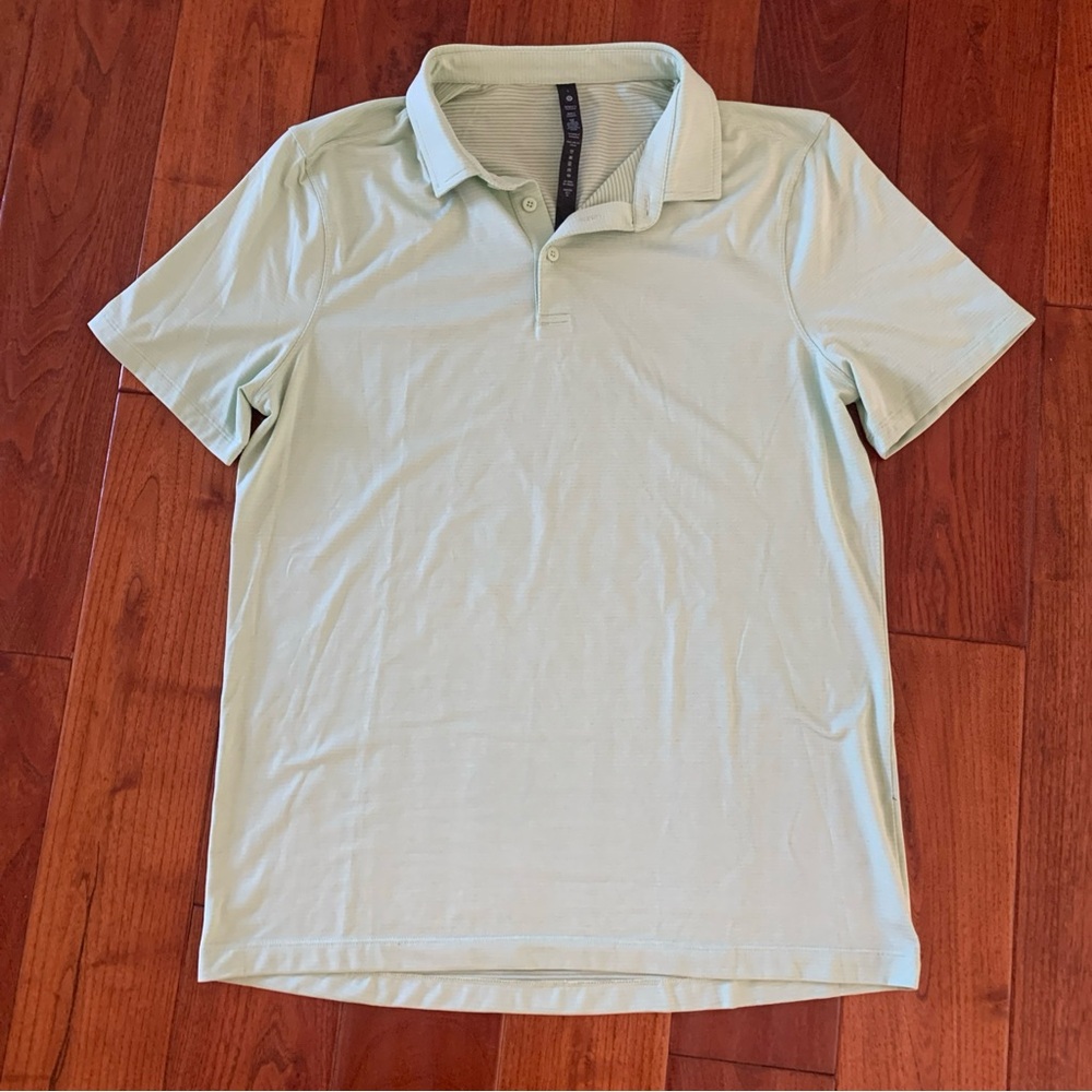Lululemon Polo Shirt Men's Large Green Performance Evolution Stretch Golf